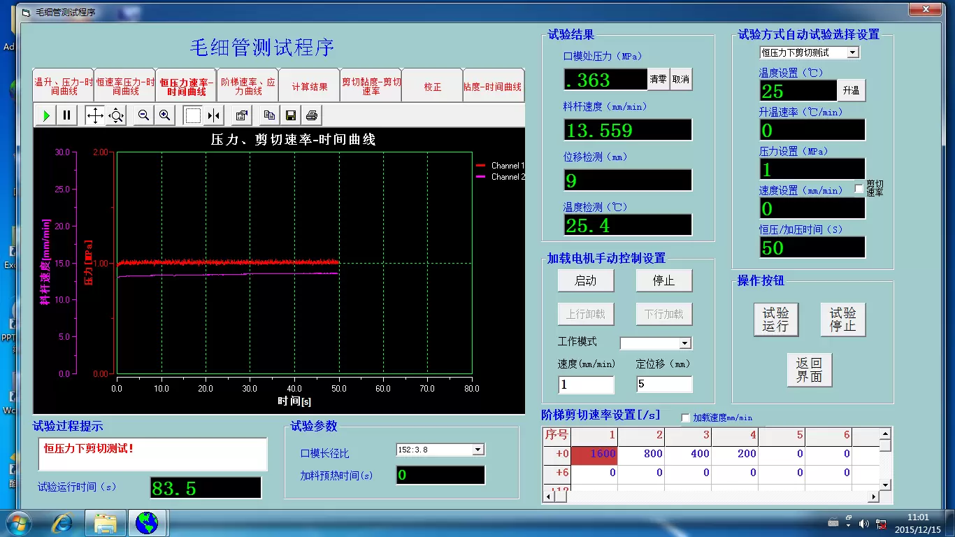 压力、剪切速率-时间曲线